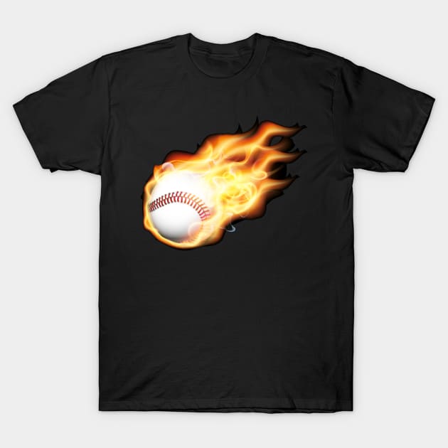 Baseball in flames T-Shirt T-Shirt by Party_Peeps